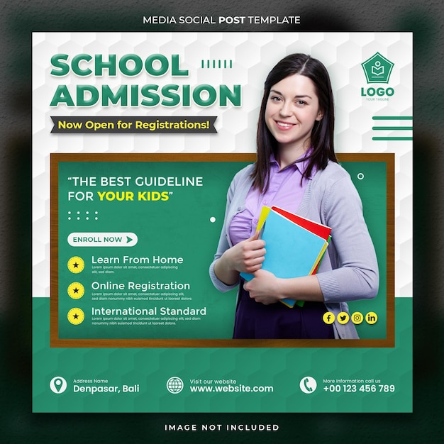 green school admission media social post template