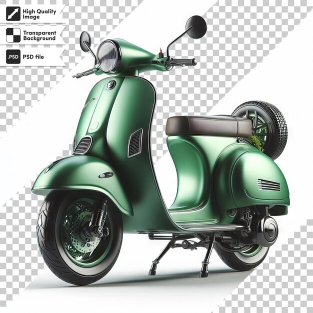 A green scooter with the word scooter on it