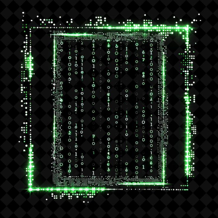 PSD a green screen with the words quot binary code quot on it