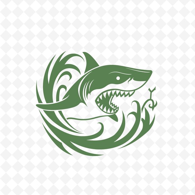 PSD a green shark with a shark head on the top of it