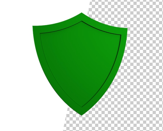 PSD green shield security and safety logo 3d render