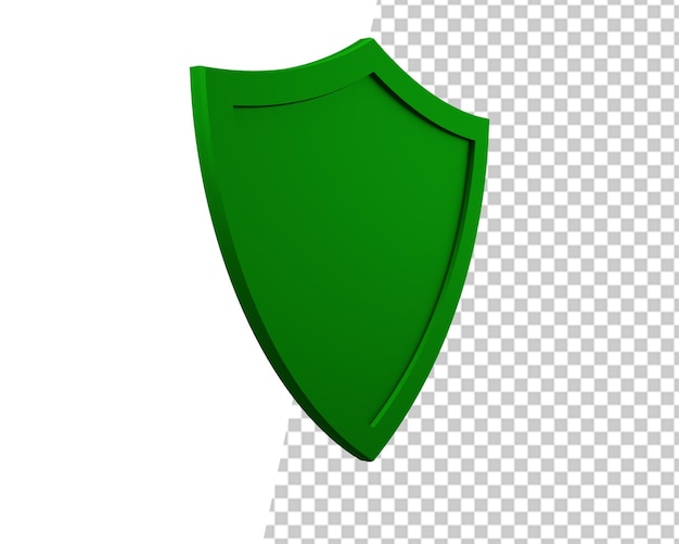 PSD scudo verde sicurezza e sicurezza logo 3d rendering