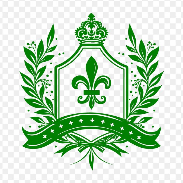 Green shield with a green wreath on a transparent background