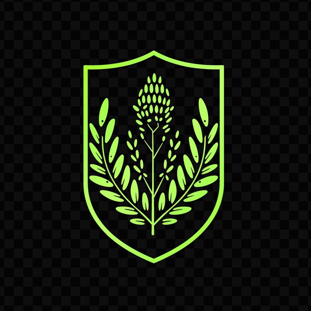 PSD green shield with a laurel wreath on a black background