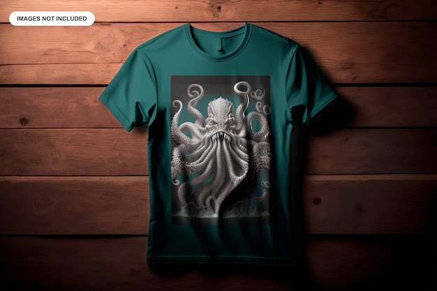 PSD a green shirt that says kraken on it