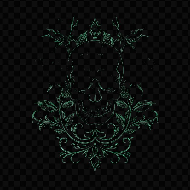 Green skull on a black background