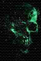 PSD a green skull with green and black spots on it