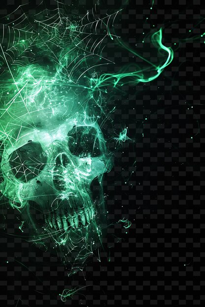 PSD a green skull with green and blue lines on it