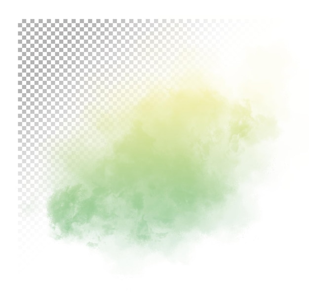 PSD a green smoke cloud with a transparent background