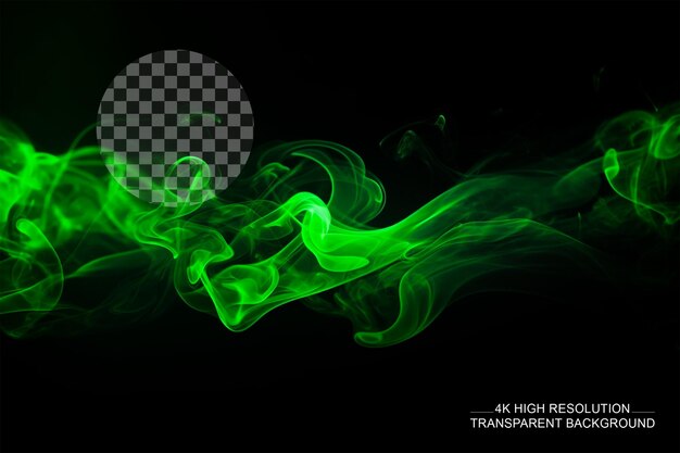 PSD green smoke with chaos smoke and super hdr realistic on transparent background