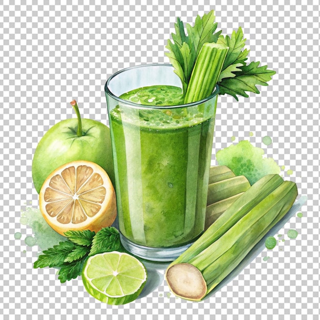 PSD green smoothie with celery cucumber and lemon