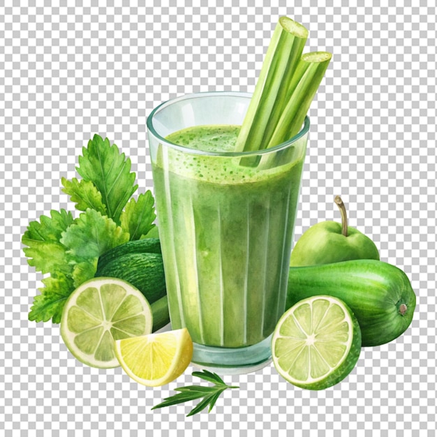 PSD green smoothie with celery cucumber and lemon