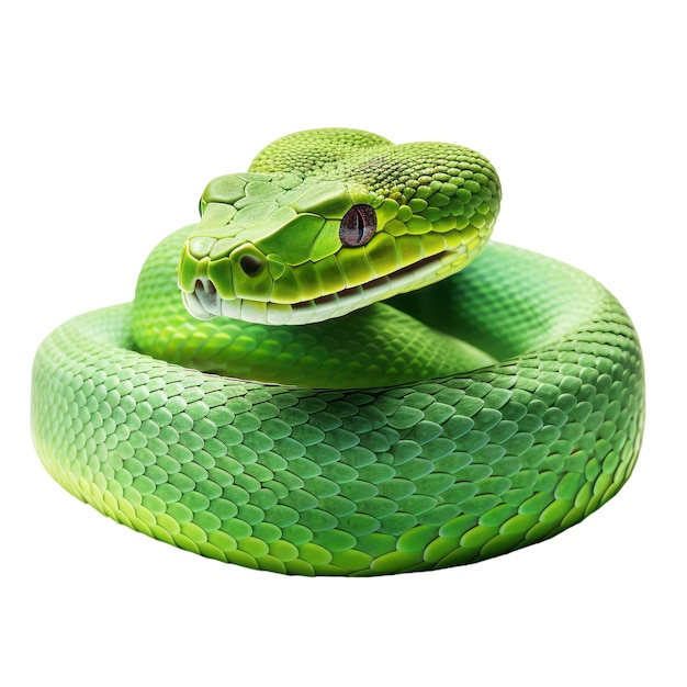 PSD green snake on transparent bacground