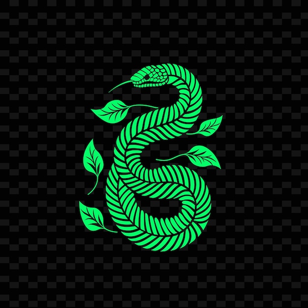 PSD green snake with a green snake on a black background