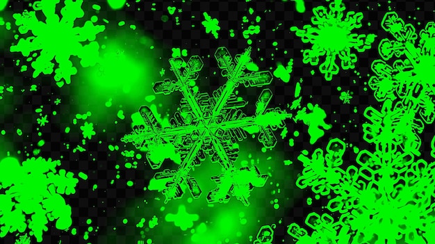 PSD un fiocco di neve verde è circondato da bolle verdi e nere