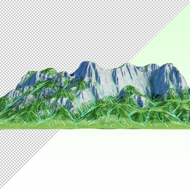 PSD green and snowy mountains terrain