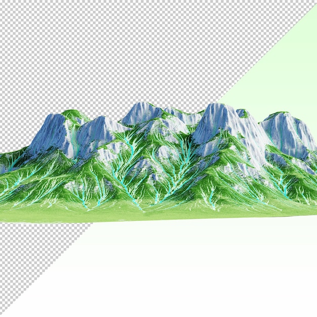 PSD green and snowy mountains terrain