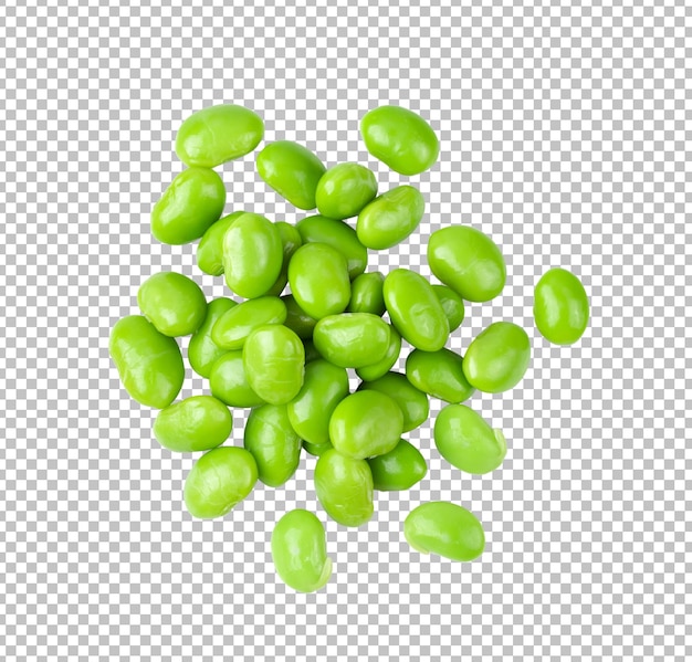 PSD green soybeans seeds isolated on alpha layer