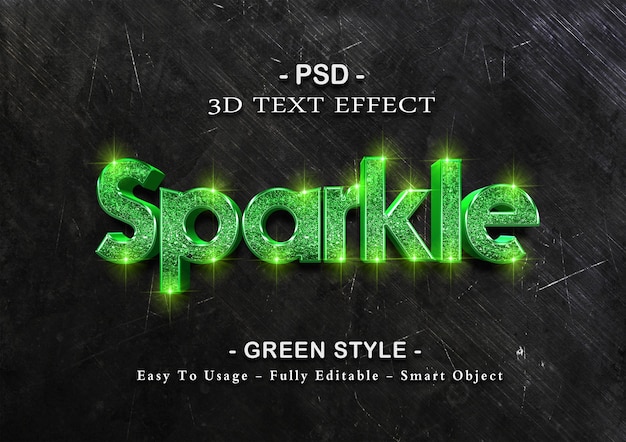 PSD green sparkle text effect template