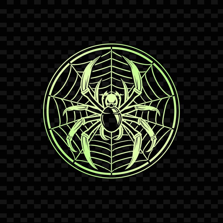 PSD a green spider web with a black background with a spider web