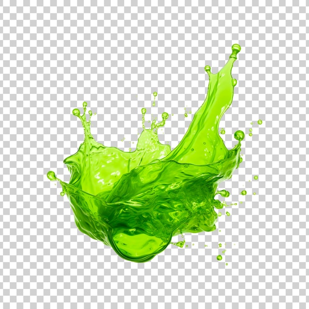 PSD green splash of green liquid on a transparent background