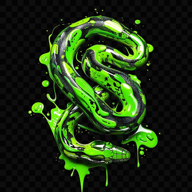 PSD green splashes of green liquid with green splashes on a black background