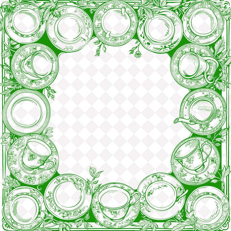 PSD a green square with a picture of a green and white floral design