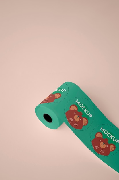 PSD green sticker roll with bears