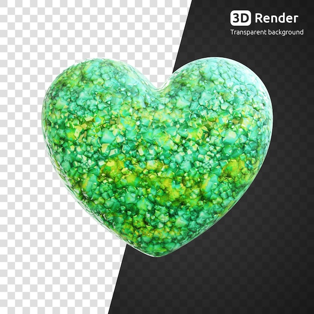 PSD cuore di pietra verde 3d