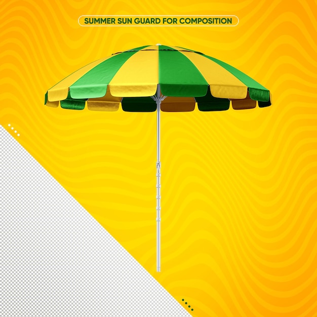 Green summer parasol with yellow