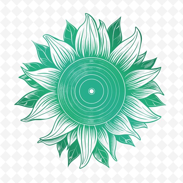 PSD un girasole verde con uno sfondo verde