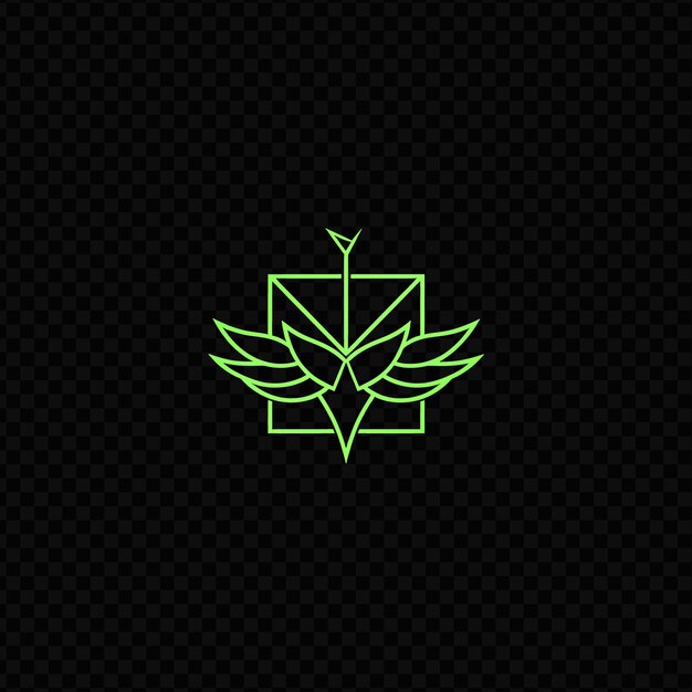 The green symbol of a flower on a black background