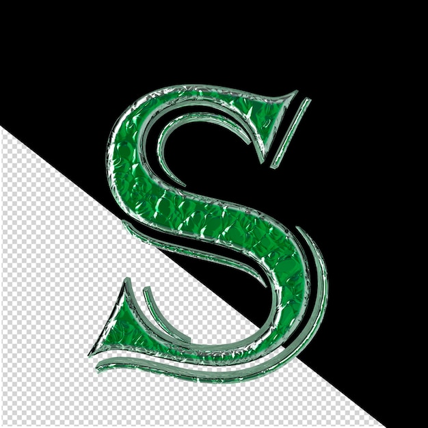 PSD 은색 프레임의 글자 s에 녹색 기호