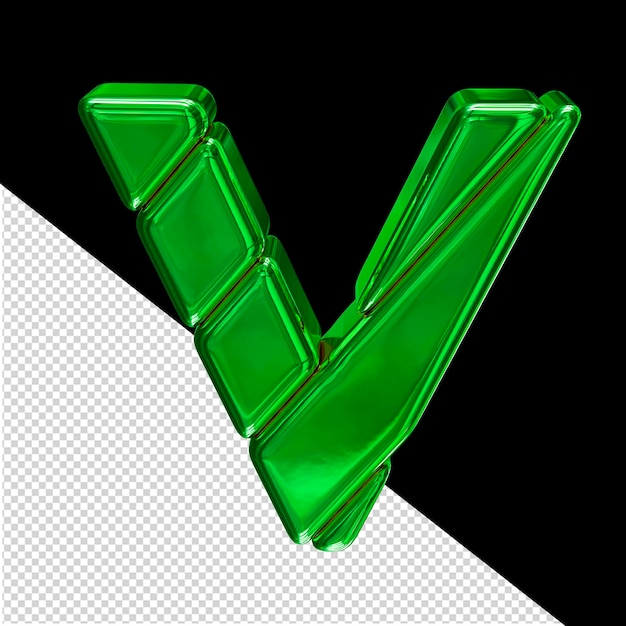 PSD green symbol made of blocks letter v