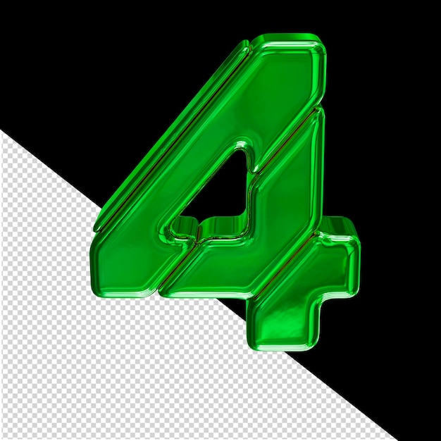 PSD green symbol made of blocks number 4