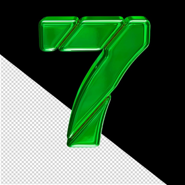 PSD green symbol made of blocks number 7