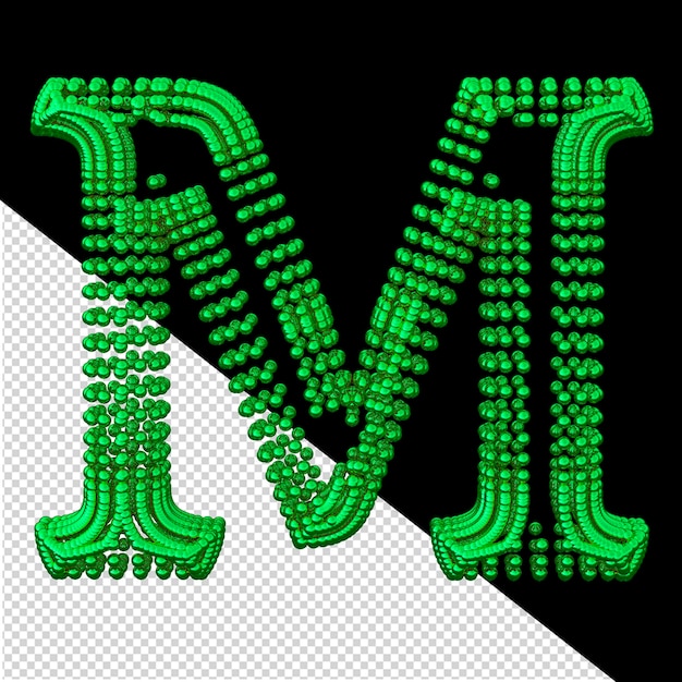 PSD 球文字 m で作られた緑色のシンボル