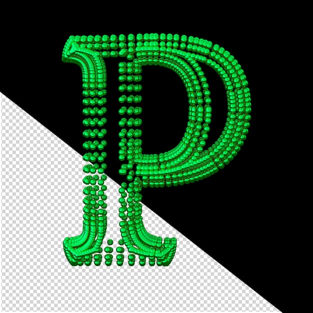 PSD 분야 문자 p로 만든 녹색 기호