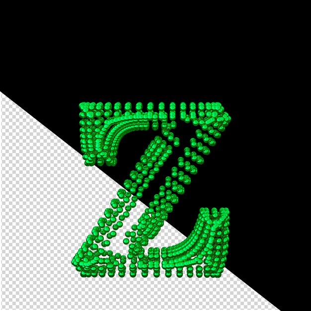 Green symbol made of spheres letter z