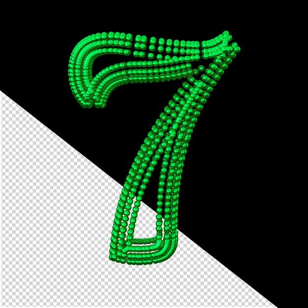 PSD green symbol made of spheres number 7