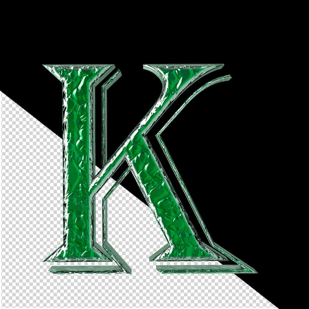 PSD green symbol in a silver frame letter k