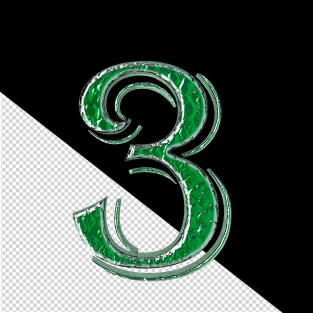 PSD green symbol in a silver frame number 3