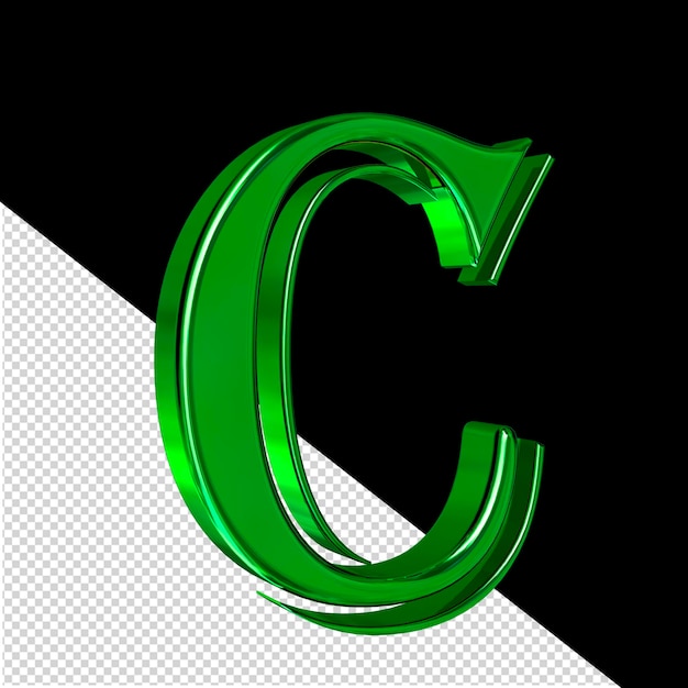 PSD green symbol view from left letter c