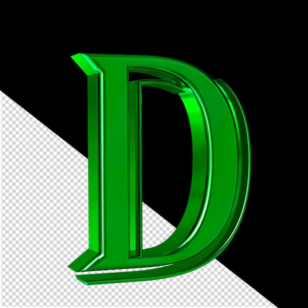 PSD 緑色のシンボルを左から見た文字d