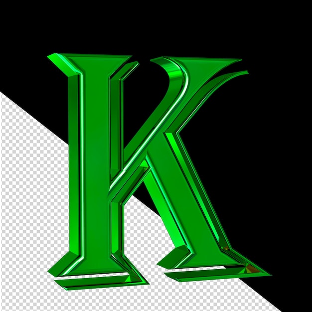 PSD 緑色のシンボルを左から見た文字 k