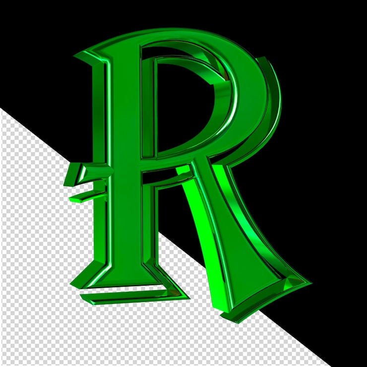 PSD green symbol view from left letter r