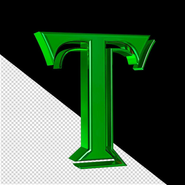 green symbol view from left letter t