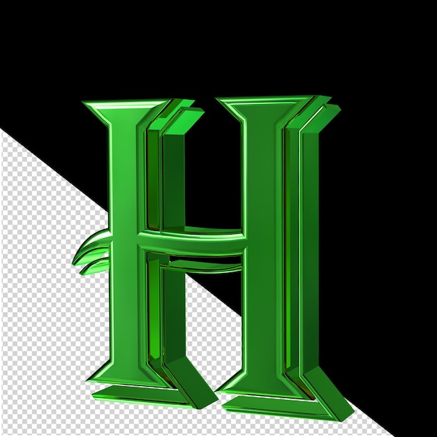 PSD green symbol view from right letter h