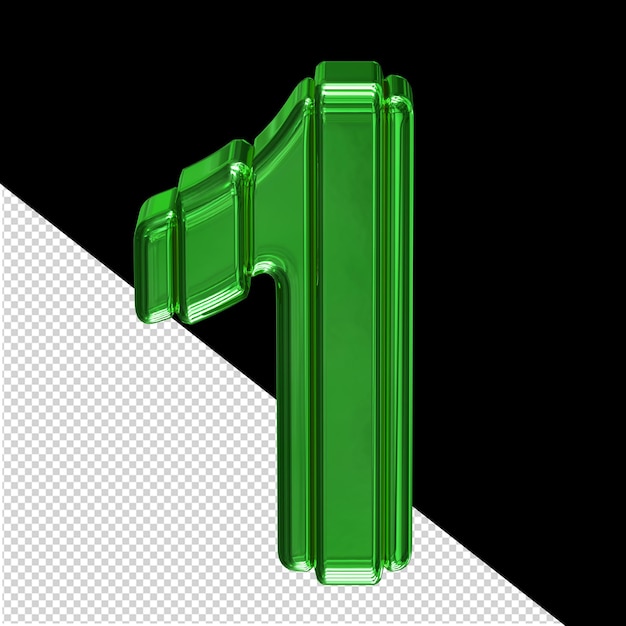 PSD green symbol with belts number 1