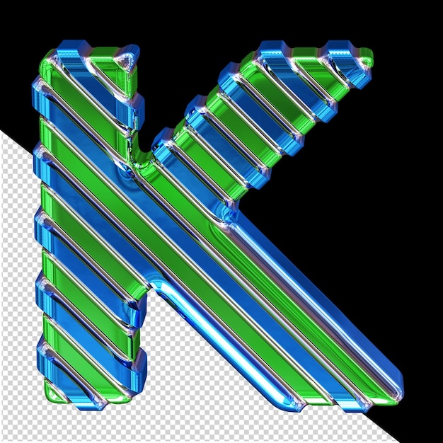 파란색 대각선 스트랩 문자 K가 있는 녹색 기호